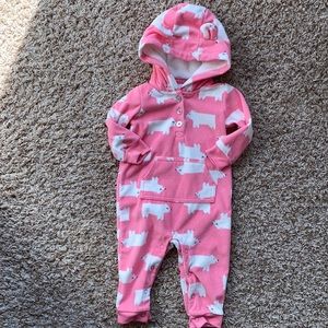 9M girls hooded fleece one piece outfit